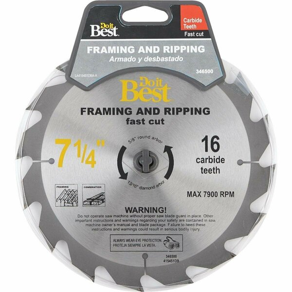All-Source 7-1/4 In. 16-Tooth Framing & Ripping Circular Saw Blade 415451DB